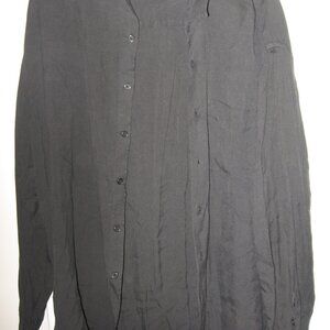 Perry Ellis Silk Blend Button Front Shirt Men's Size Large Black